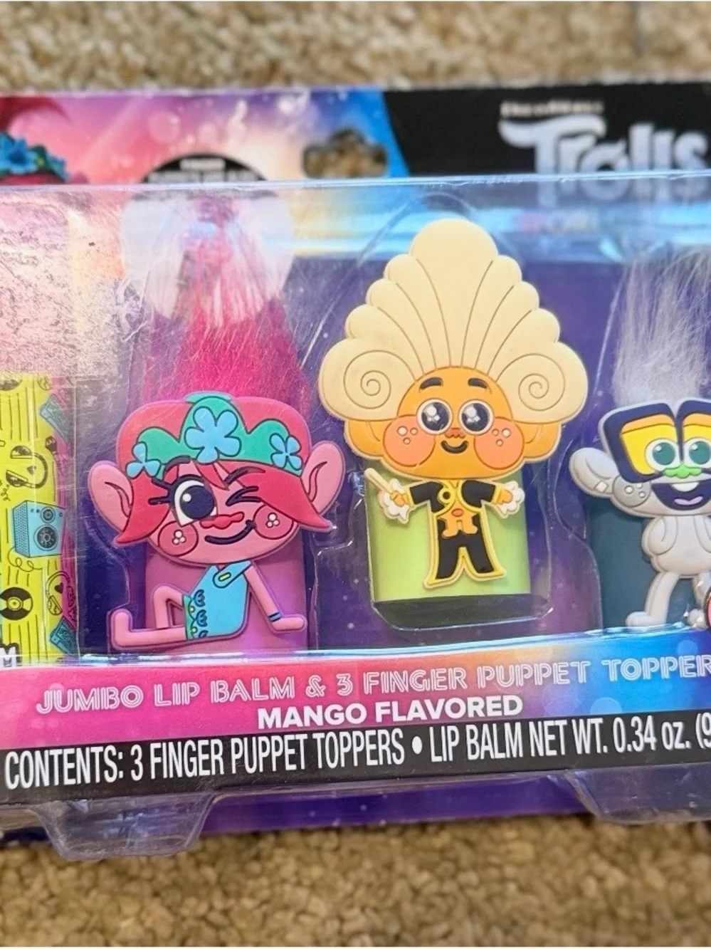Trolls Jumbo Lip Balm & Finger Puppet Topper - Pink Character